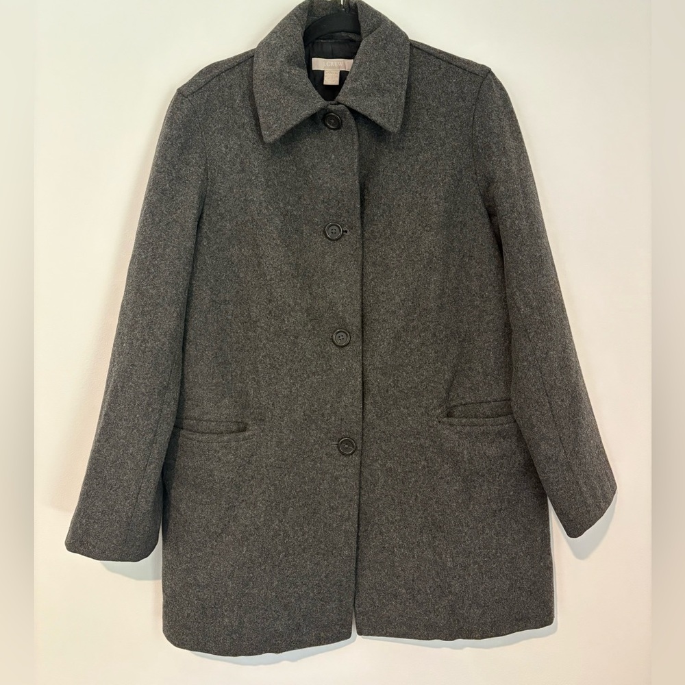 J. Crew Women’s Wool Blend Peacoat Gray Classic Winter Jacket - Size Small